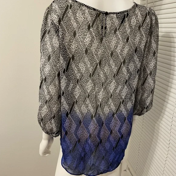 I.N. Studio Ombre Blouse Women SZ L White/Grey/Purple - Picture 10 of 10